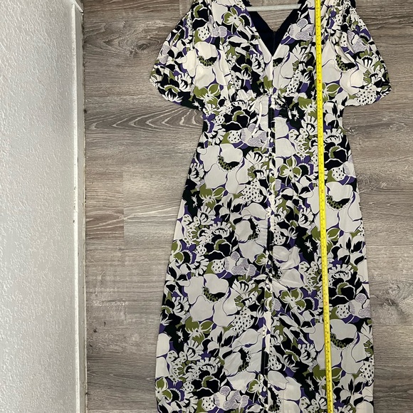 Lewitt Silk Kimono Midi Dress Floral Ruched Skirt Dolman Sleeve - Picture 12 of 13